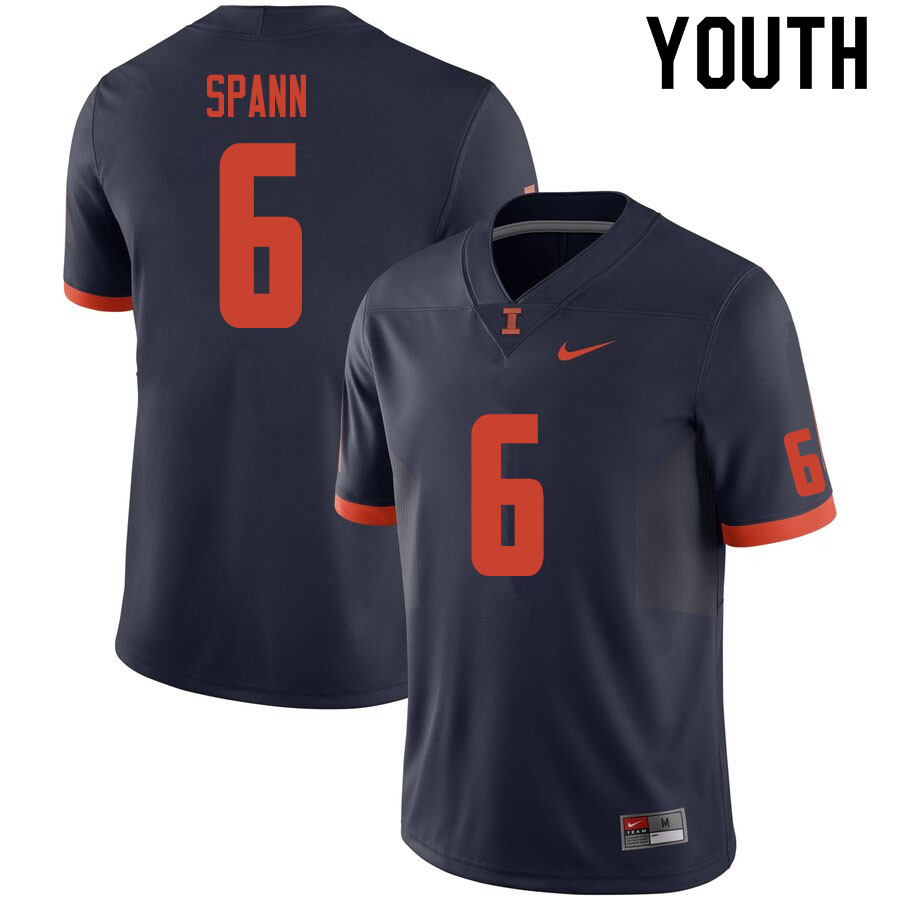 Youth #6 Deuce Spann Illinois Fighting Illini College Football Jerseys Sale-Navy